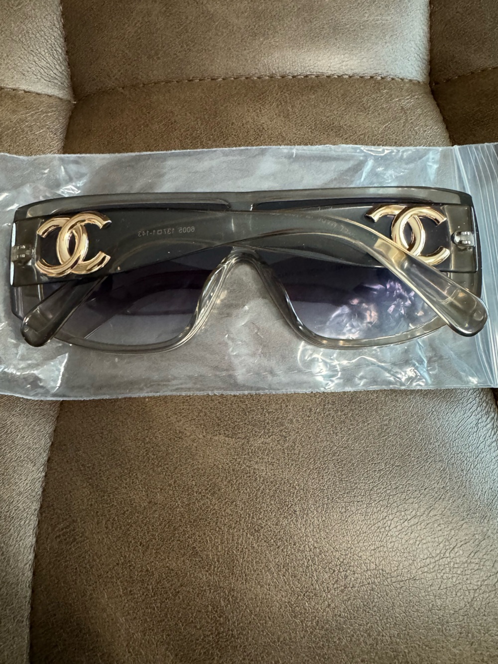 Clear Frame Shield Sunglasses with Smoke Lenses